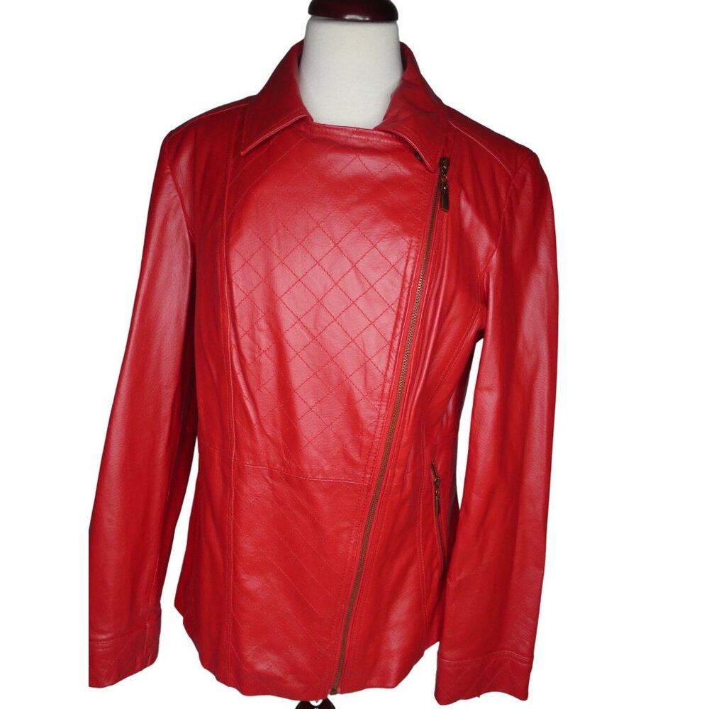 Hal Rubenstein Red Leather Fall Jacket Women's La… - image 2